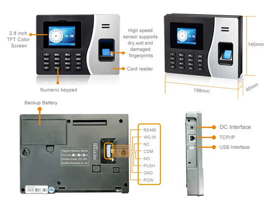 Zc01 Biometric Fingerprint Time Attendance and Access Control Terminal SIM Card Compatible Biometric Machine